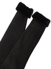 黑色羊毛貂毛领大衣