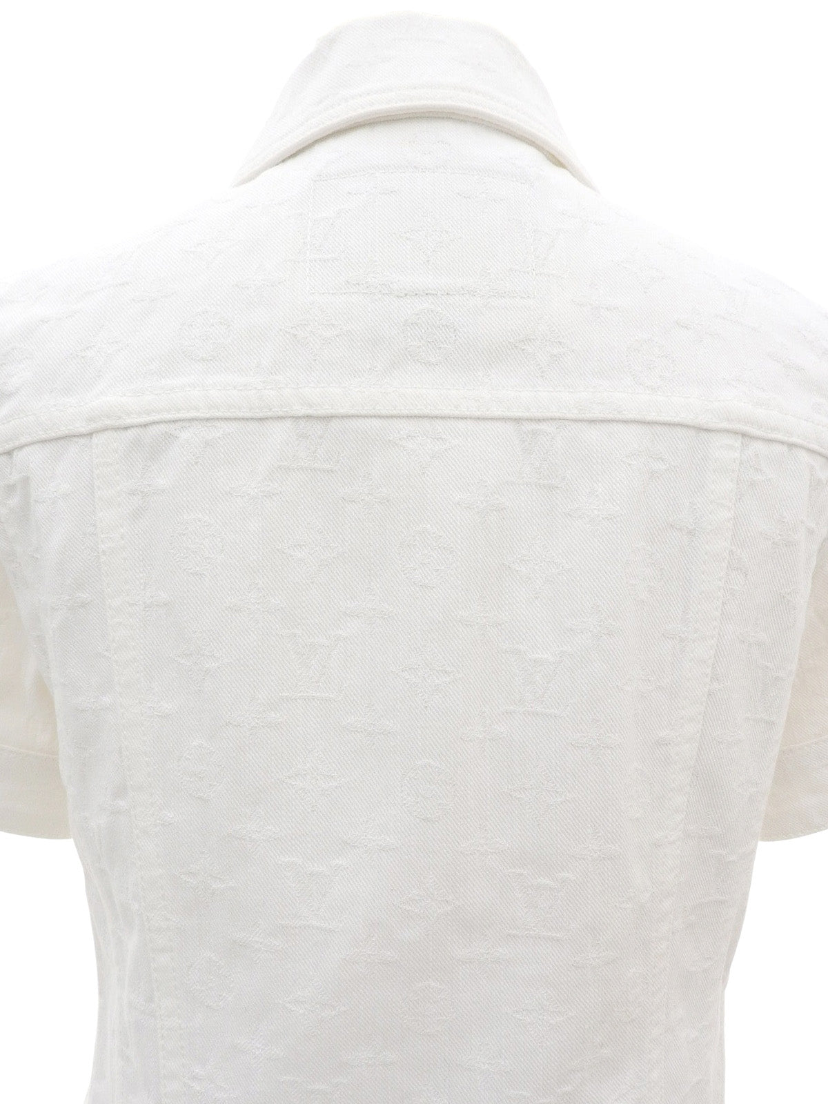 Denim Monogram Pattern Short Sleeve Jacket in White