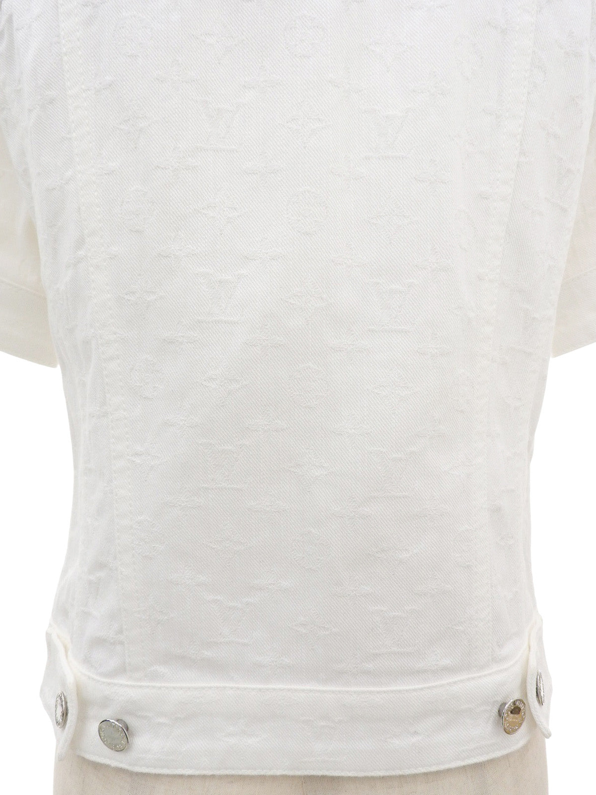 Denim Monogram Pattern Short Sleeve Jacket in White