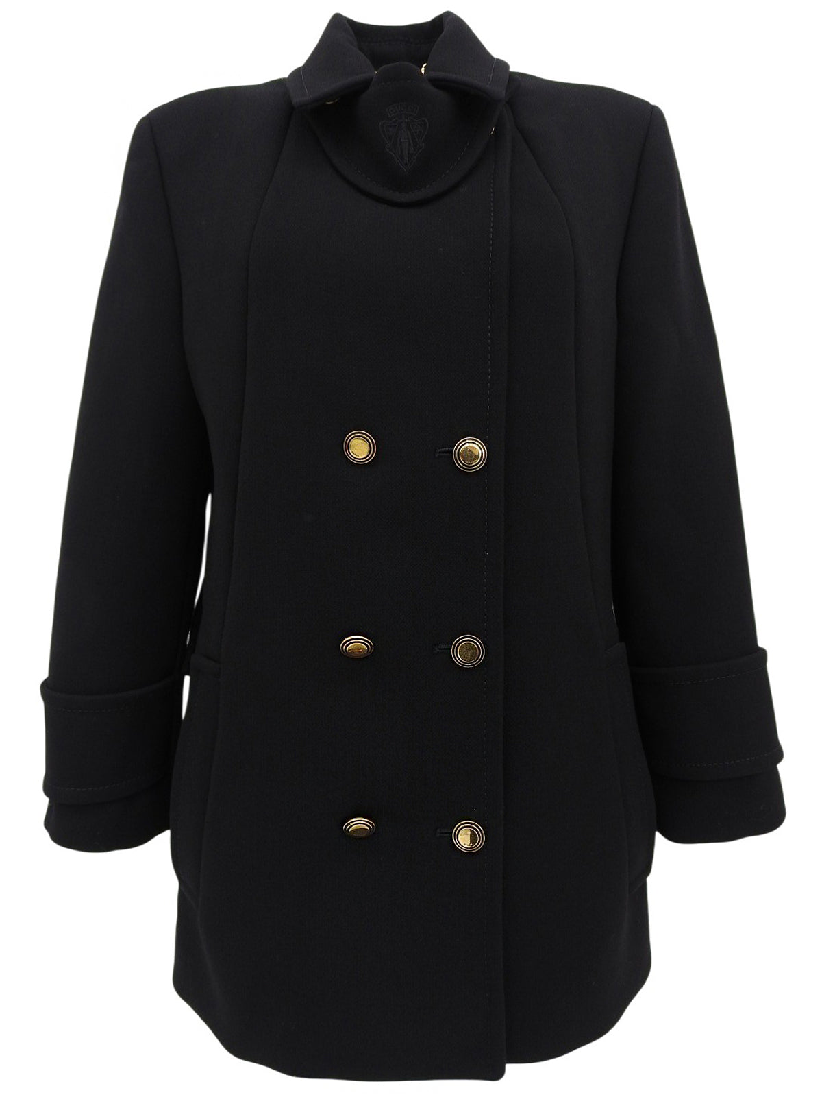 Logo Button Double-Breasted Jacket in Black