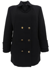 Logo Button Double-Breasted Jacket in Black