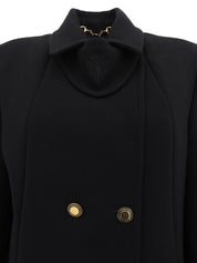 Logo Button Double-Breasted Jacket in Black