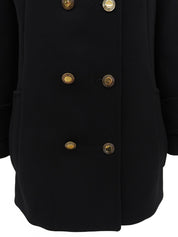 Logo Button Double-Breasted Jacket in Black
