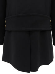 Logo Button Double-Breasted Jacket in Black