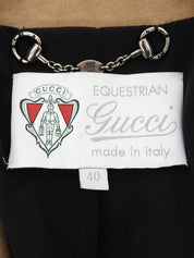 米色棉质绒面革拼接logo纽扣夹克