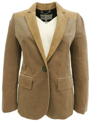 米色棉质绒面革拼接logo纽扣夹克