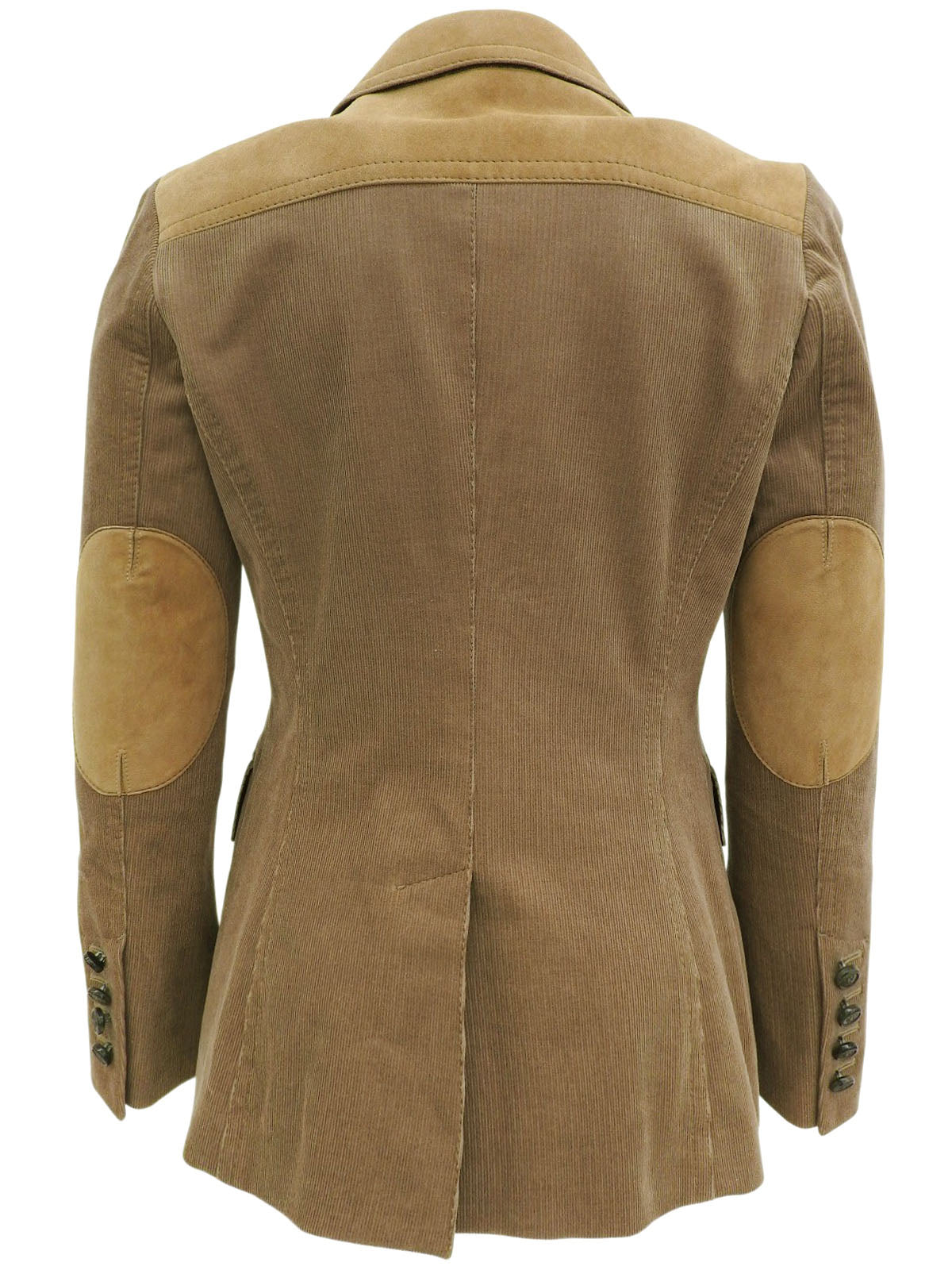 米色棉质绒面革拼接logo纽扣夹克