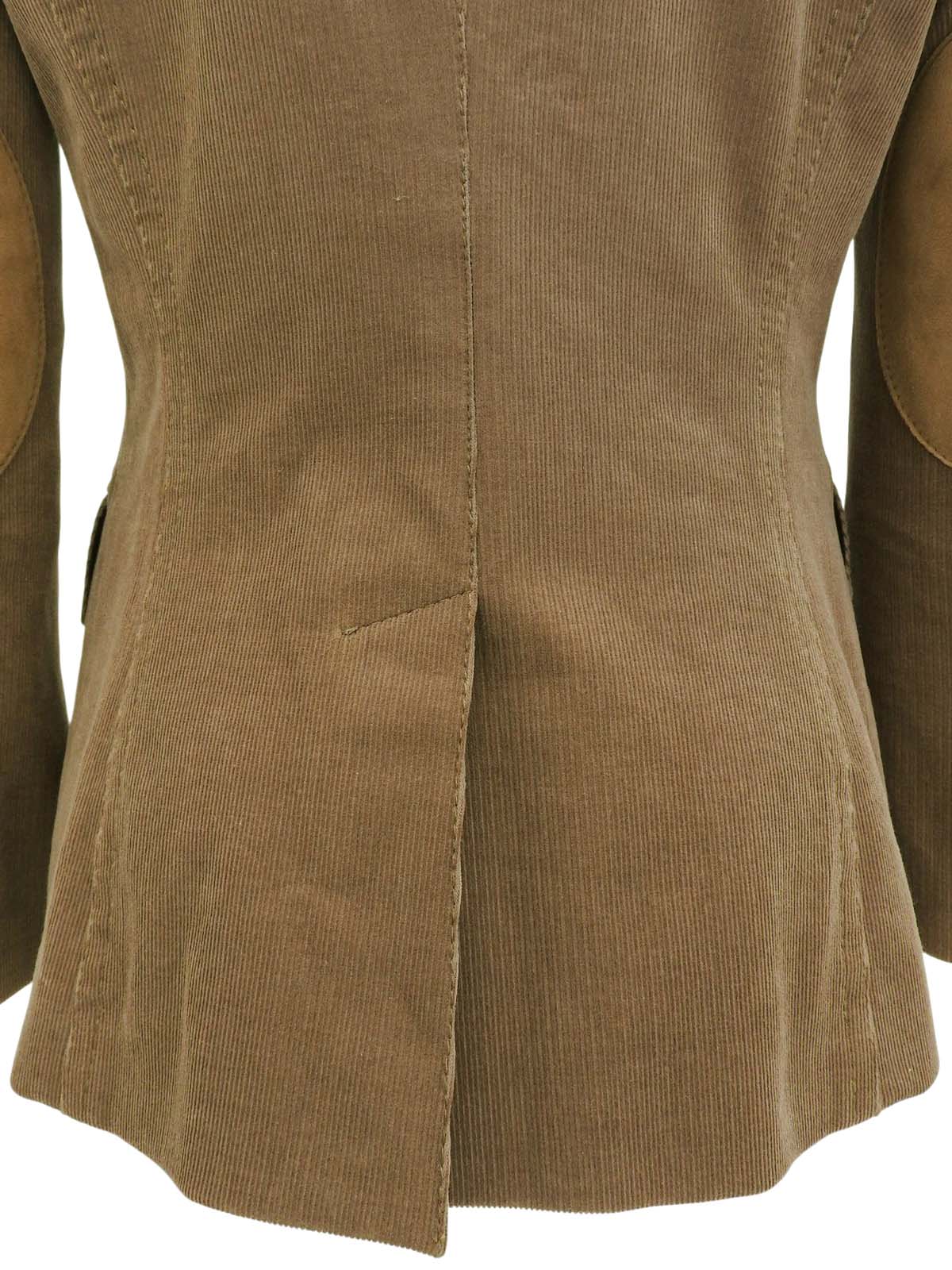 米色棉质绒面革拼接logo纽扣夹克