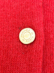 红色/金色羊绒logo纽扣开衫