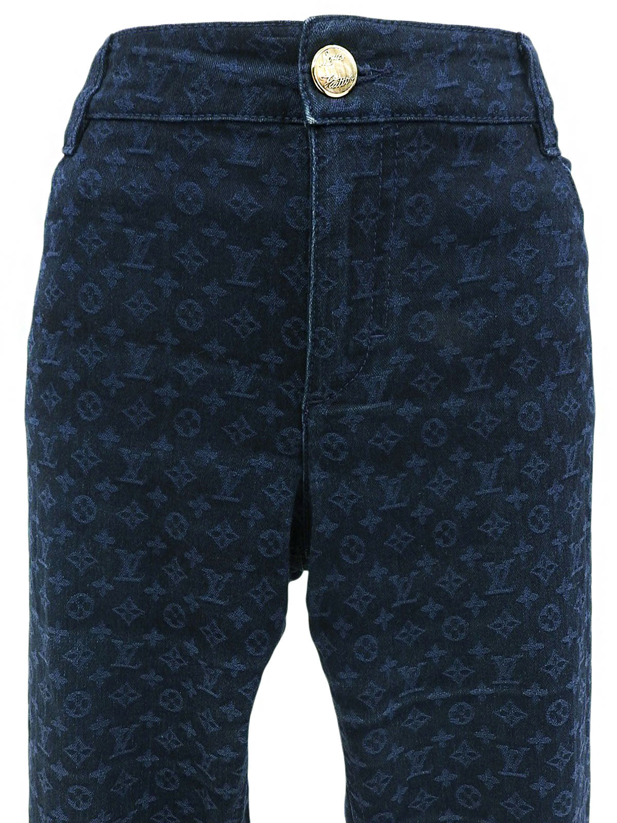 海军蓝字母图案裤子