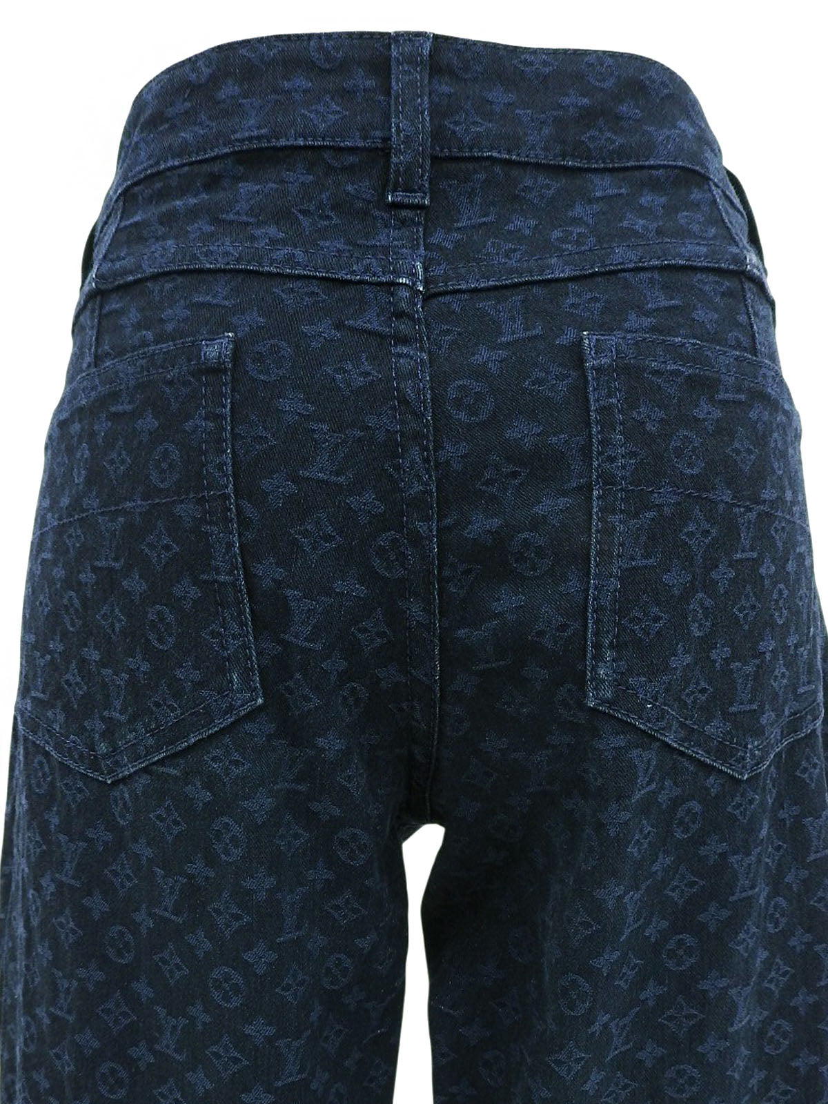 海军蓝字母图案裤子