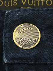 海军蓝字母图案裤子