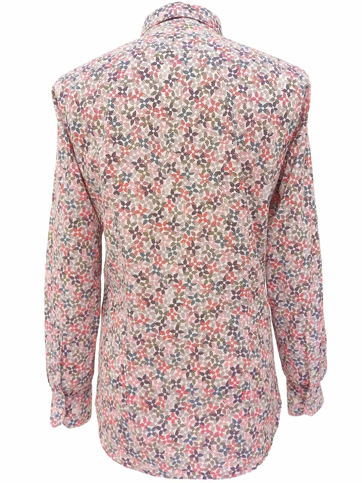 Monogram Flower Pattern Long Sleeve Shirt in White/Multi