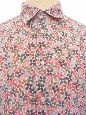 Monogram Flower Pattern Long Sleeve Shirt in White/Multi