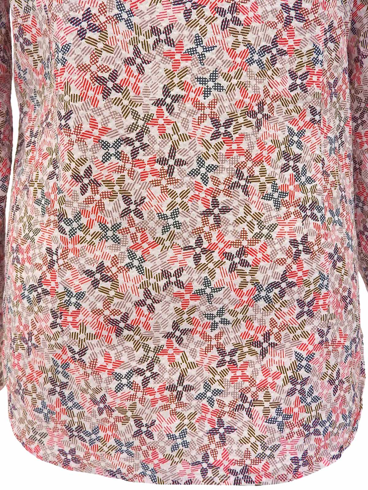 Monogram Flower Pattern Long Sleeve Shirt in White/Multi