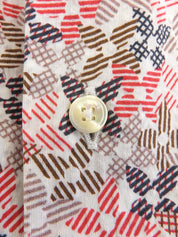 Monogram Flower Pattern Long Sleeve Shirt in White/Multi