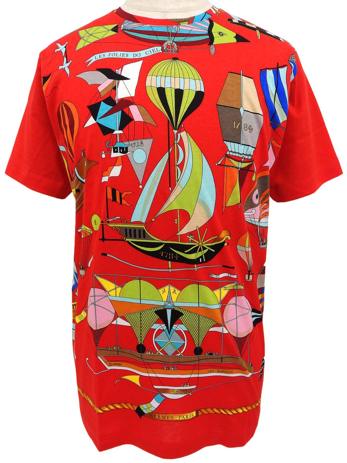 Les Folies De Cielパターン半袖Tシャツ #M レッド/マルチ