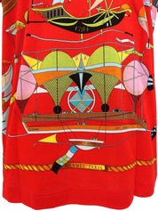 Les Folies De Ciel Pattern Short Sleeve T-Shirt in Red/Multi