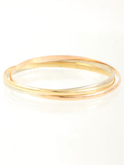 18K黄金三位一体手镯，可选黄金、玫瑰金或白金