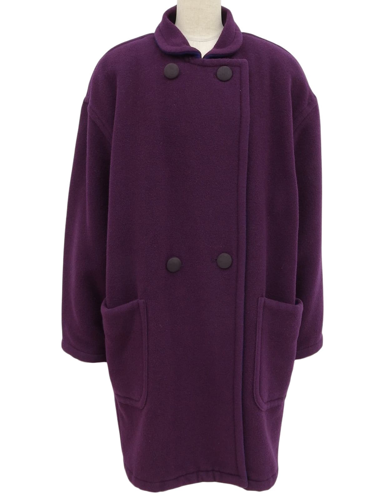 Purple wool suede button coat