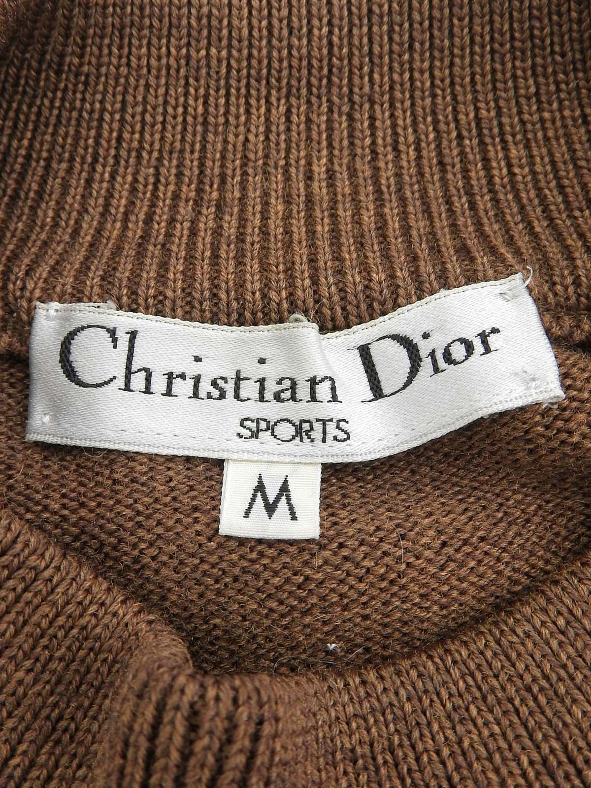 アーガイルパターンロゴワッペンニットトップス ブラウン