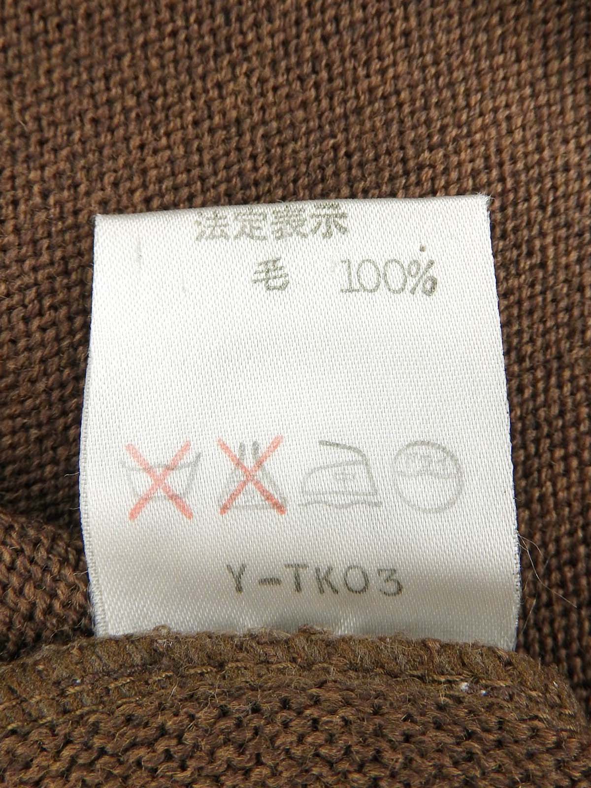 アーガイルパターンロゴワッペンニットトップス ブラウン