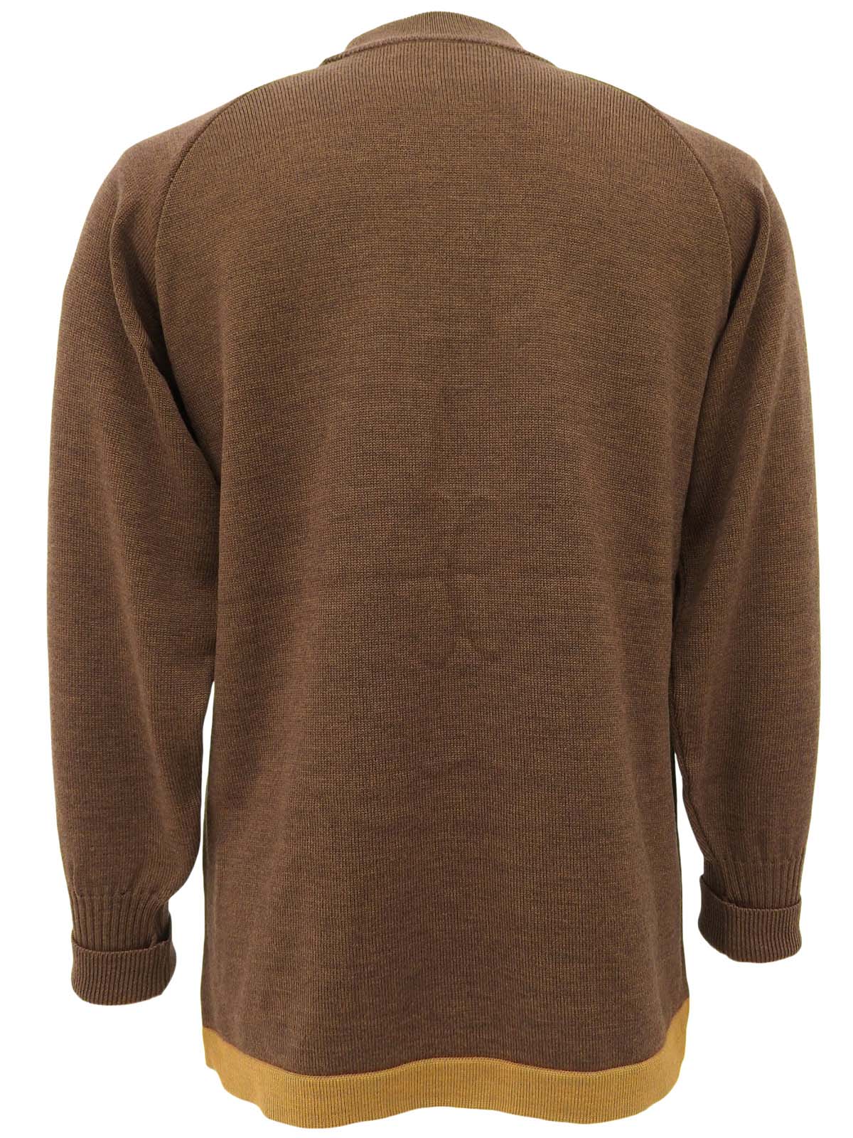 アーガイルパターンロゴワッペンニットトップス ブラウン