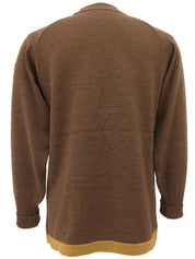 アーガイルパターンロゴワッペンニットトップス ブラウン