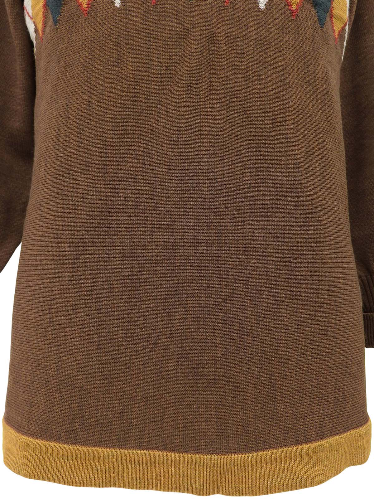 アーガイルパターンロゴワッペンニットトップス ブラウン