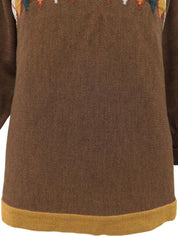 アーガイルパターンロゴワッペンニットトップス ブラウン