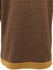 アーガイルパターンロゴワッペンニットトップス ブラウン