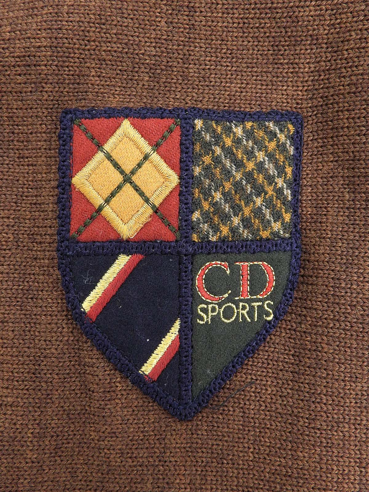 アーガイルパターンロゴワッペンニットトップス ブラウン