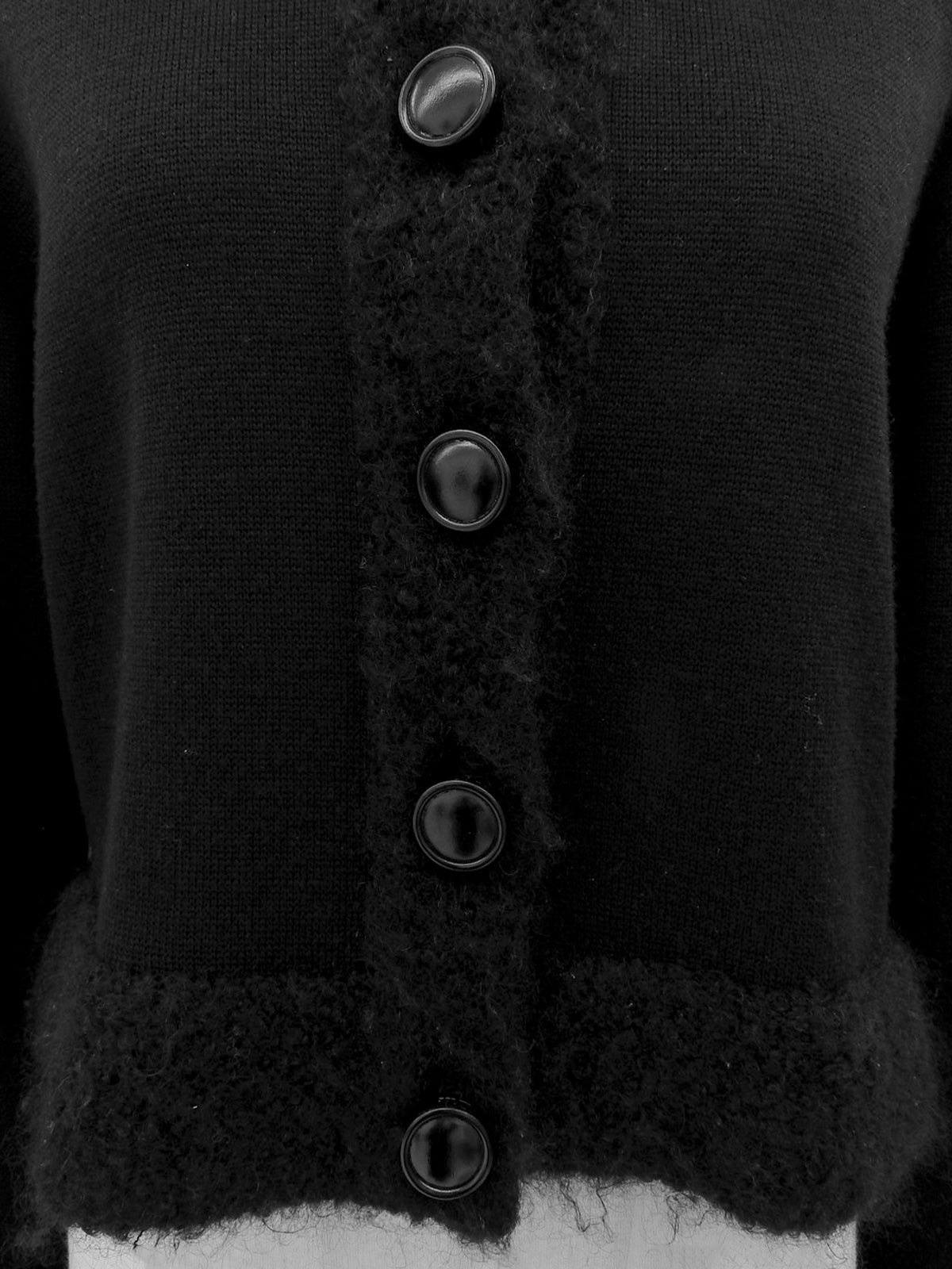 Logo Button Knit Jacket in Black