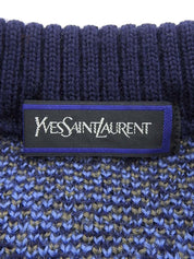 デザインパターンニットトップス ブルー