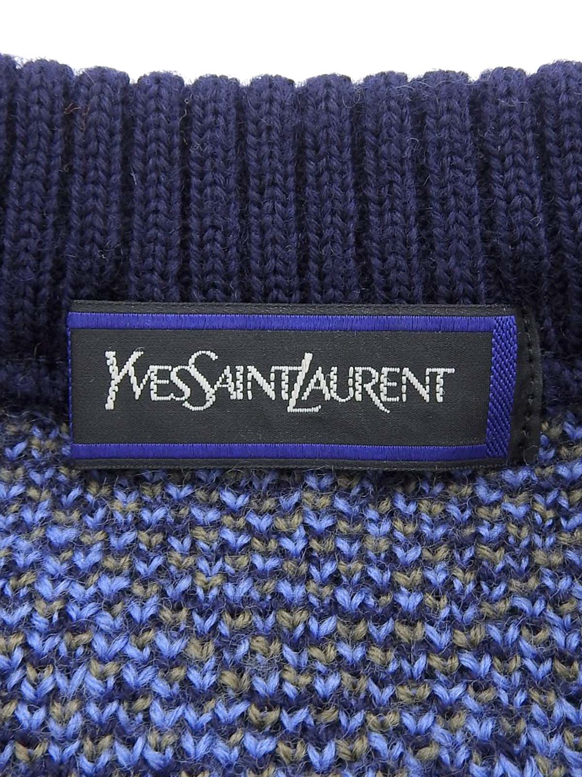 デザインパターンニットトップス ブルー