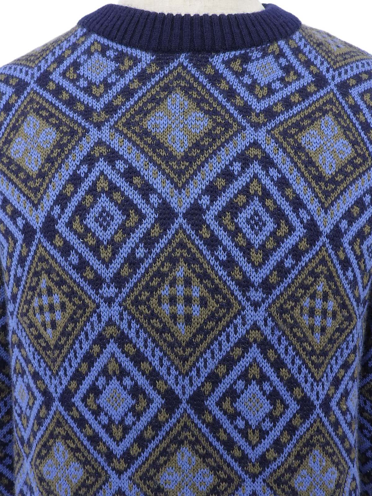 デザインパターンニットトップス ブルー