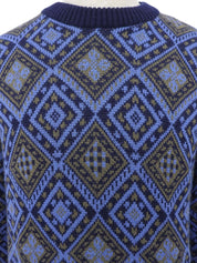 デザインパターンニットトップス ブルー