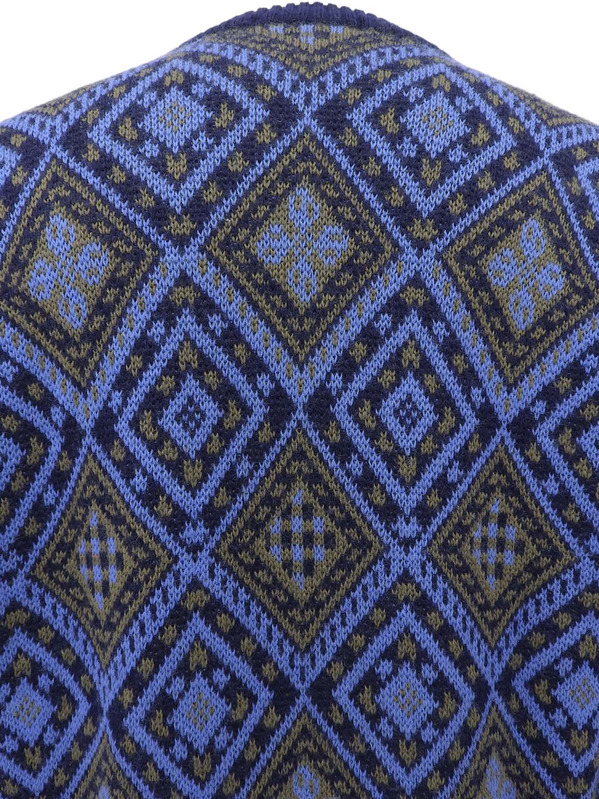 デザインパターンニットトップス ブルー