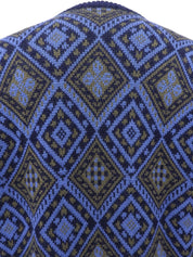 デザインパターンニットトップス ブルー