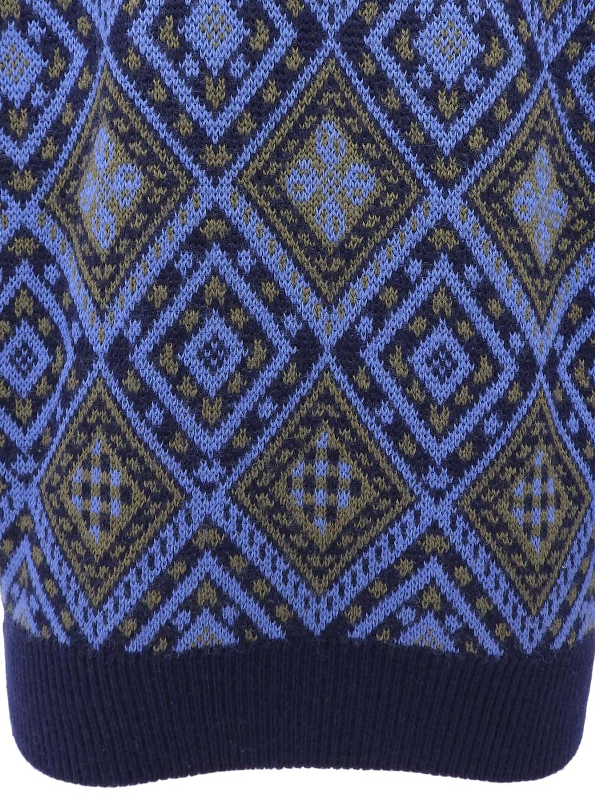 デザインパターンニットトップス ブルー