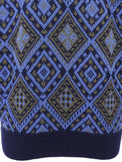 デザインパターンニットトップス ブルー