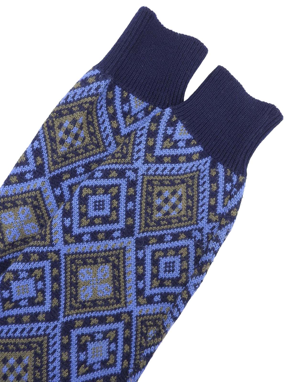 デザインパターンニットトップス ブルー