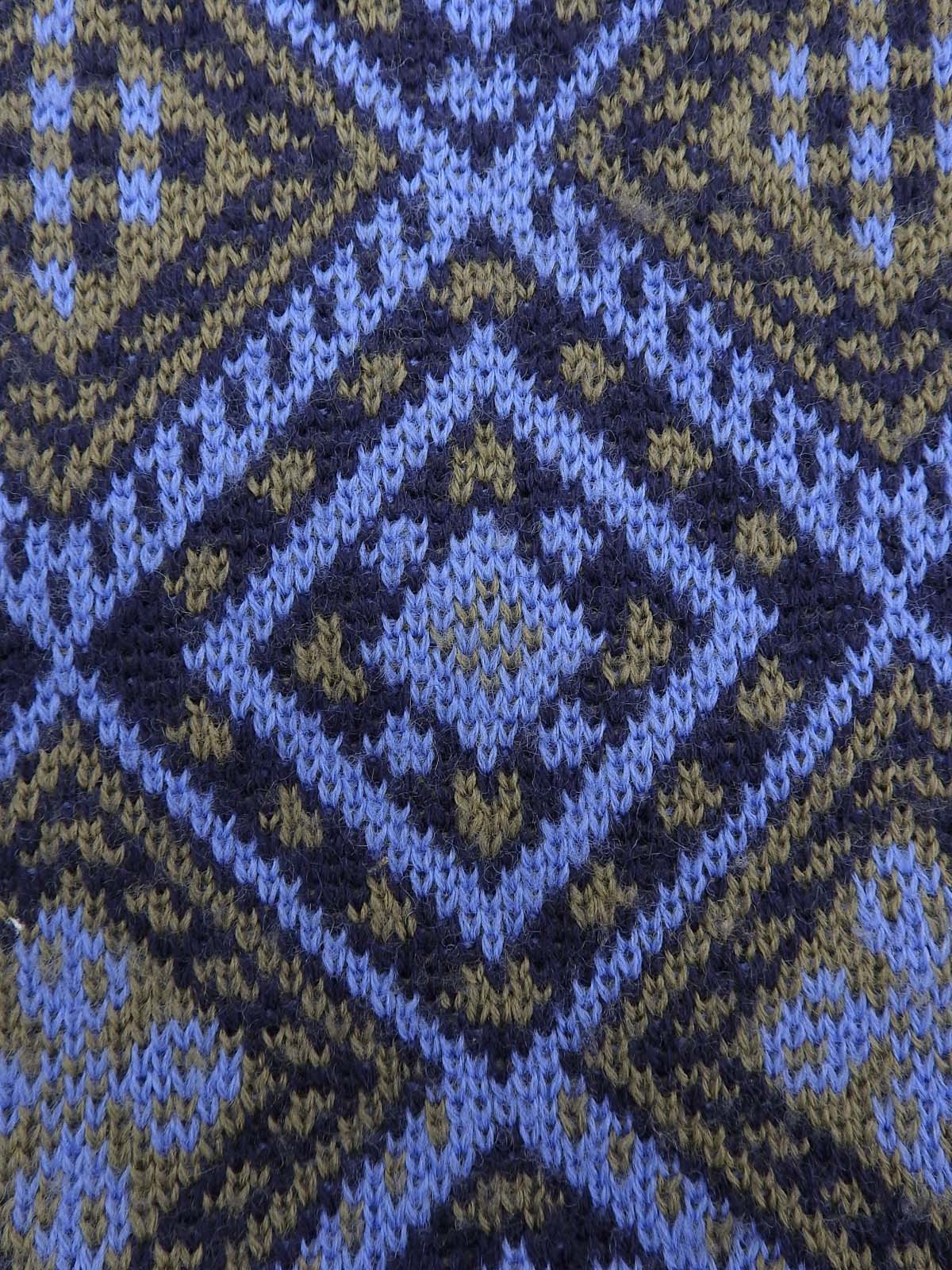 デザインパターンニットトップス ブルー