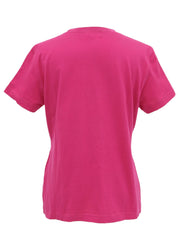 コットンロゴプリント半袖トップス フューシャピンク