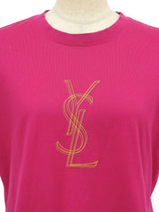 コットンロゴプリント半袖トップス フューシャピンク