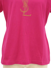コットンロゴプリント半袖トップス フューシャピンク