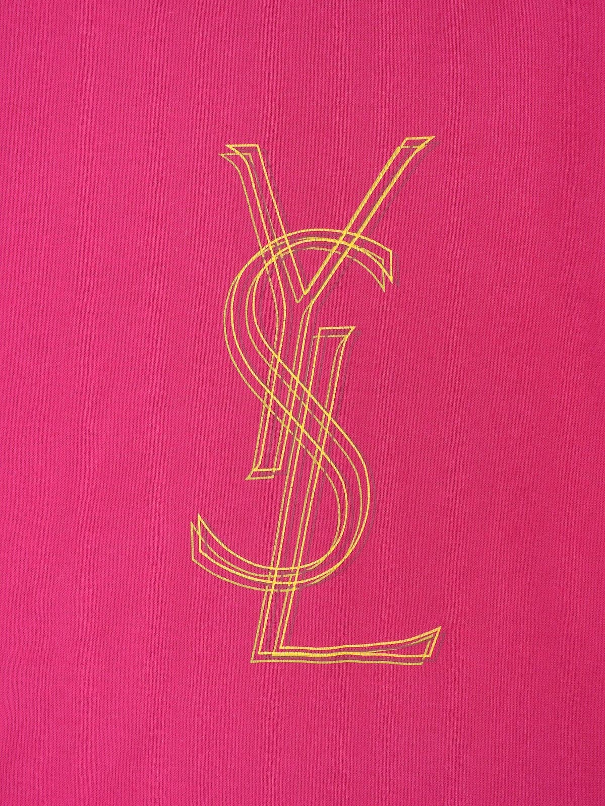 コットンロゴプリント半袖トップス フューシャピンク