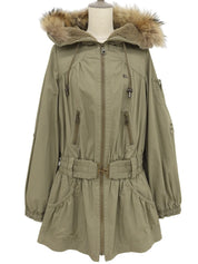 ロゴ刺繍モッズコート カーキ