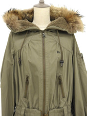 ロゴ刺繍モッズコート カーキ