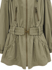 ロゴ刺繍モッズコート カーキ